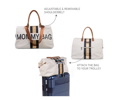 MOMMY BAG ® - Off White white stripes Black/Gold